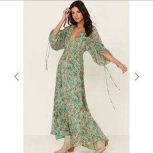 Free People Earthfolk Green Combo Maxi Dress